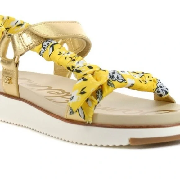 Sam Edelman Yellow and Gold Patterned Sandals - Picture 4 of 9